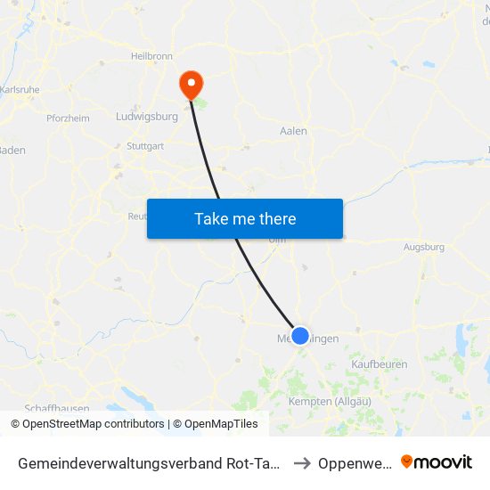 Gemeindeverwaltungsverband Rot-Tannheim to Oppenweiler map