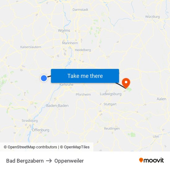 Bad Bergzabern to Oppenweiler map