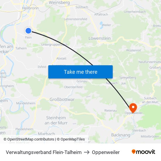 Verwaltungsverband Flein-Talheim to Oppenweiler map