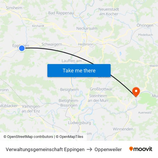 Verwaltungsgemeinschaft Eppingen to Oppenweiler map