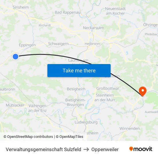 Verwaltungsgemeinschaft Sulzfeld to Oppenweiler map