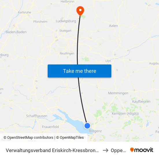 Verwaltungsverband Eriskirch-Kressbronn am Bodensee-Langenargen to Oppenweiler map