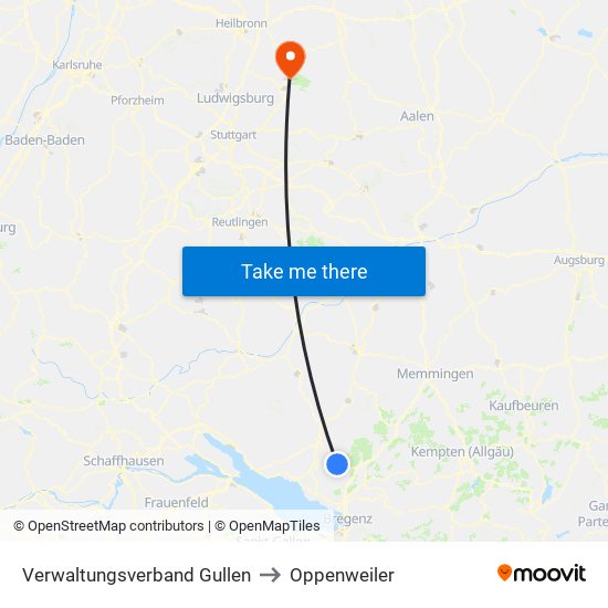 Verwaltungsverband Gullen to Oppenweiler map