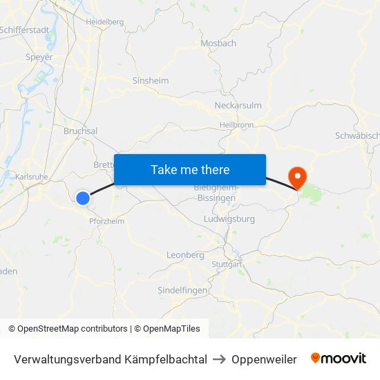 Verwaltungsverband Kämpfelbachtal to Oppenweiler map
