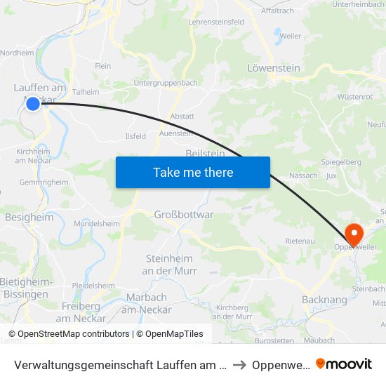 Verwaltungsgemeinschaft Lauffen am Neckar to Oppenweiler map