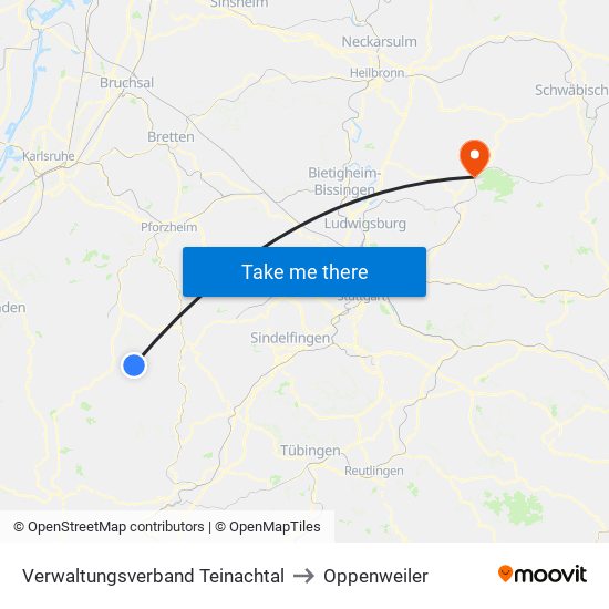 Verwaltungsverband Teinachtal to Oppenweiler map