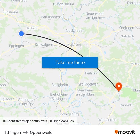 Ittlingen to Oppenweiler map