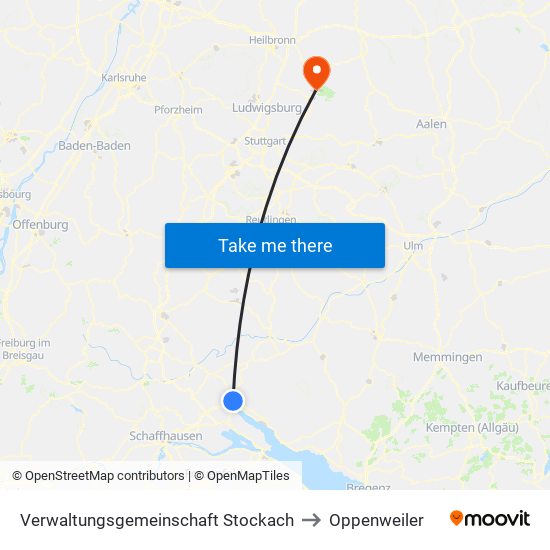 Verwaltungsgemeinschaft Stockach to Oppenweiler map