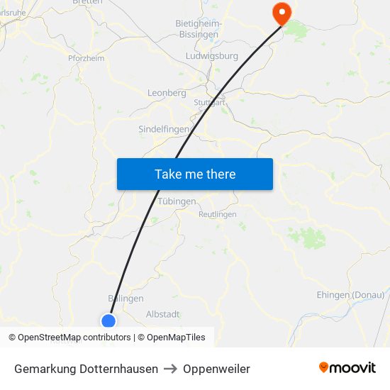 Gemarkung Dotternhausen to Oppenweiler map