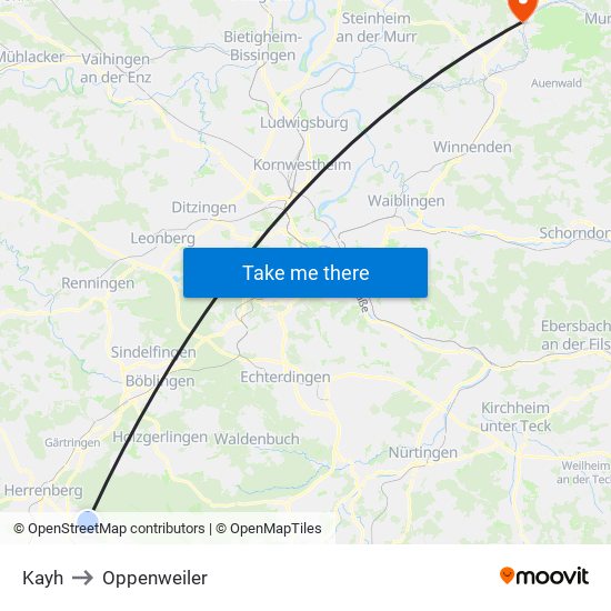 Kayh to Oppenweiler map