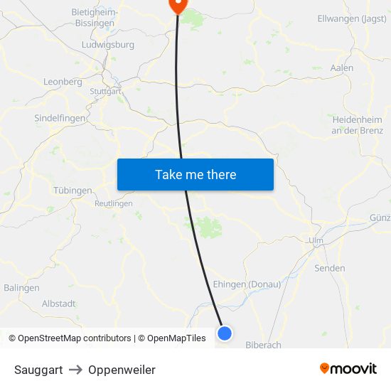 Sauggart to Oppenweiler map