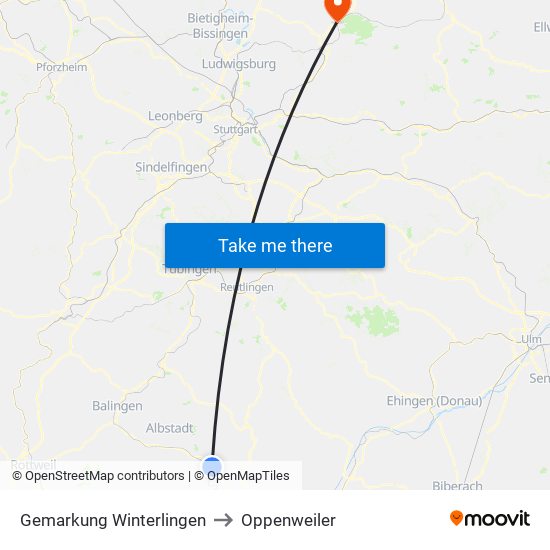 Gemarkung Winterlingen to Oppenweiler map