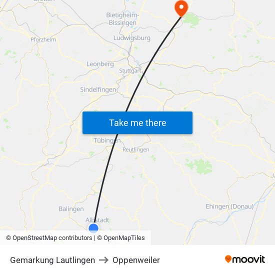 Gemarkung Lautlingen to Oppenweiler map