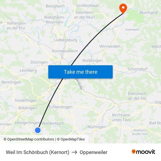 Weil Im Schönbuch (Kernort) to Oppenweiler map