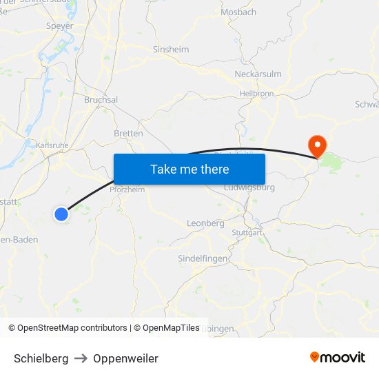 Schielberg to Oppenweiler map