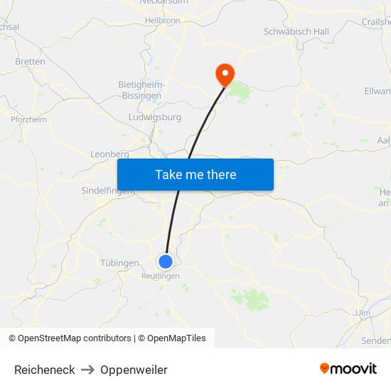 Reicheneck to Oppenweiler map