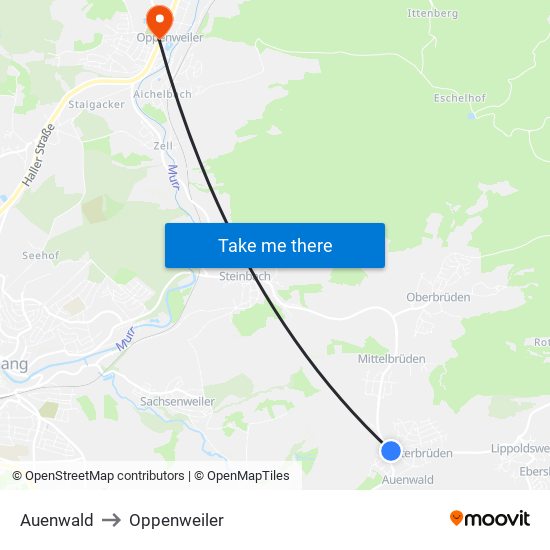 Auenwald to Oppenweiler map