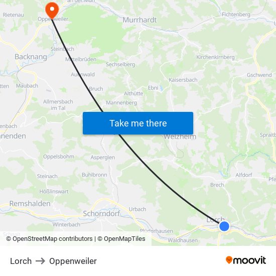 Lorch to Oppenweiler map