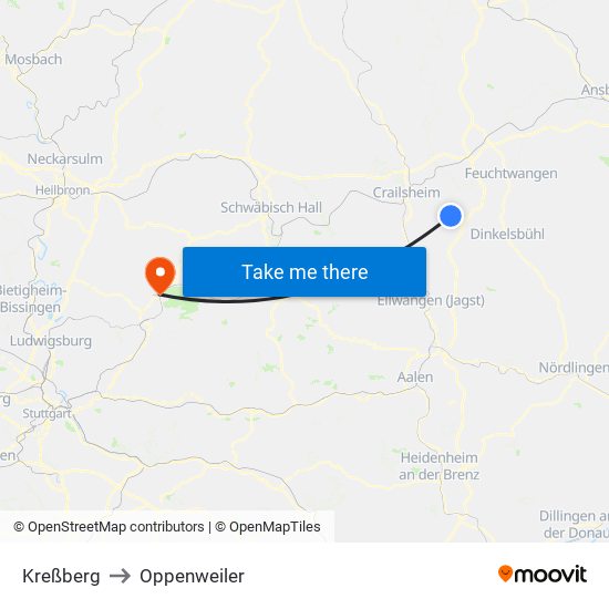 Kreßberg to Oppenweiler map