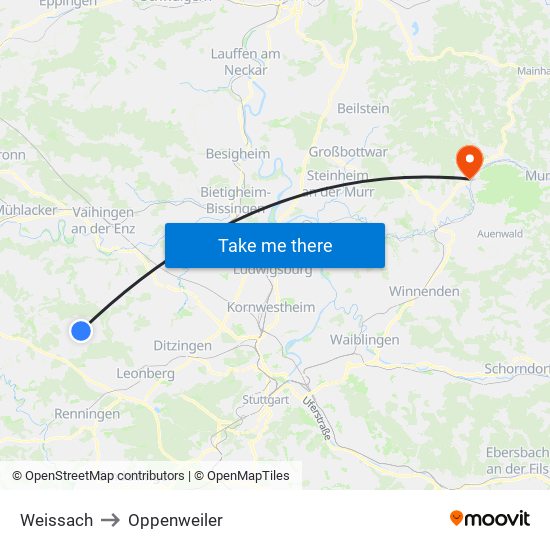 Weissach to Oppenweiler map