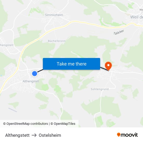 Althengstett to Ostelsheim map