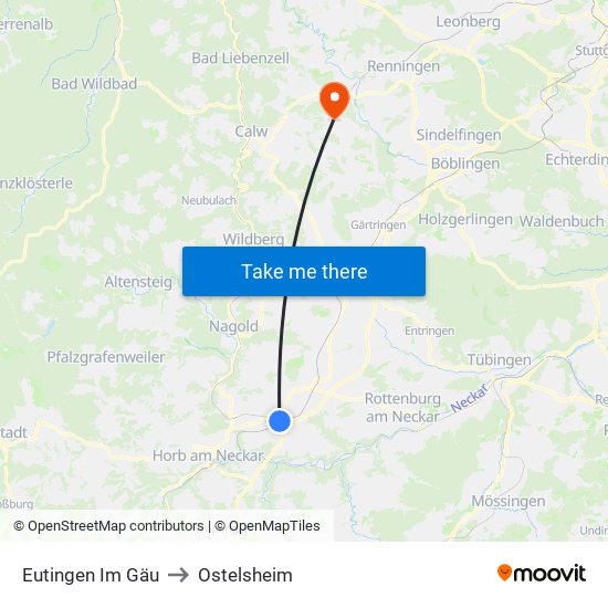 Eutingen Im Gäu to Ostelsheim map