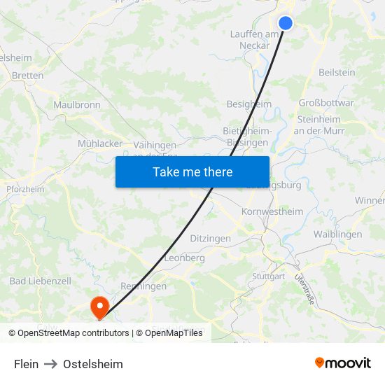 Flein to Ostelsheim map