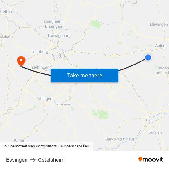 Essingen to Ostelsheim map