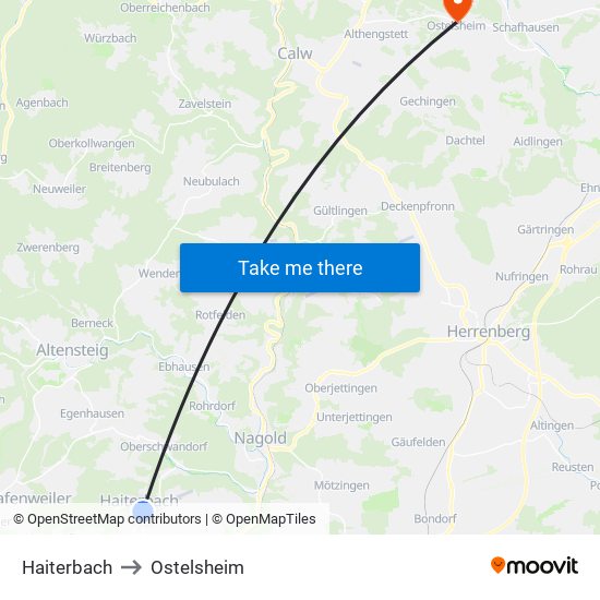 Haiterbach to Ostelsheim map