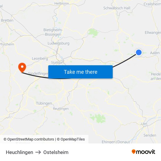 Heuchlingen to Ostelsheim map