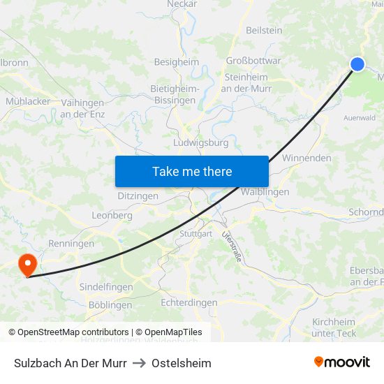 Sulzbach An Der Murr to Ostelsheim map
