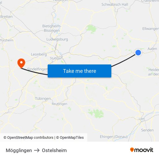 Mögglingen to Ostelsheim map
