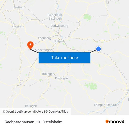 Rechberghausen to Ostelsheim map