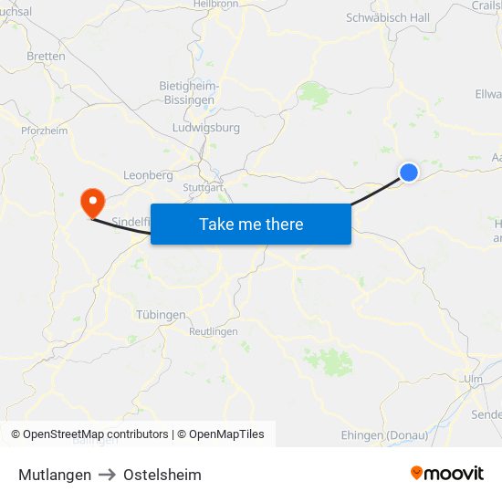 Mutlangen to Ostelsheim map