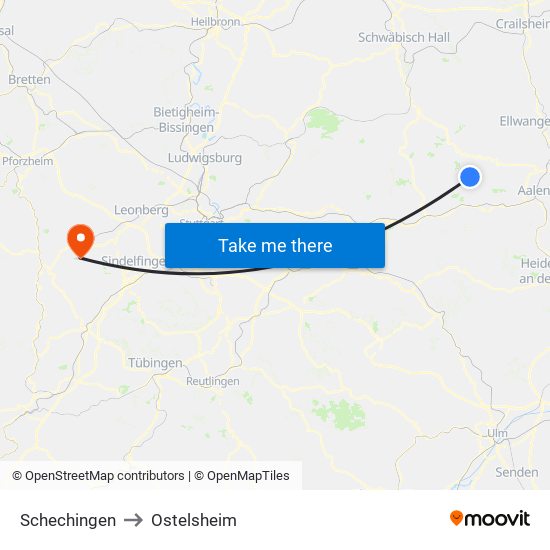 Schechingen to Ostelsheim map