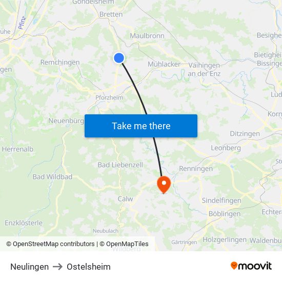 Neulingen to Ostelsheim map
