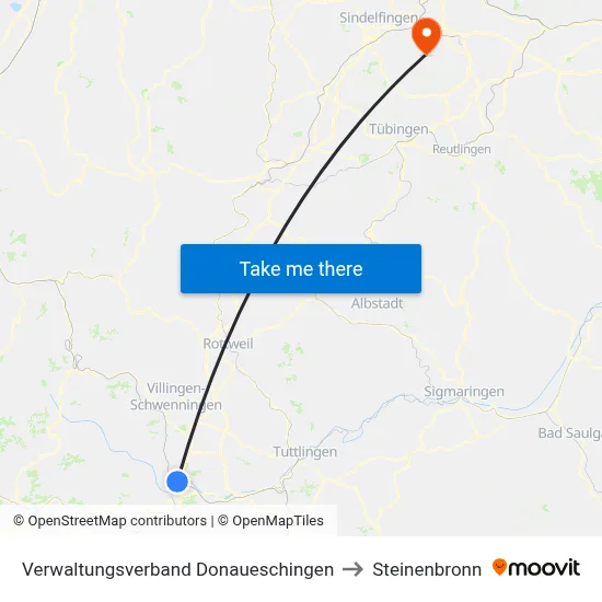 Verwaltungsverband Donaueschingen to Steinenbronn map