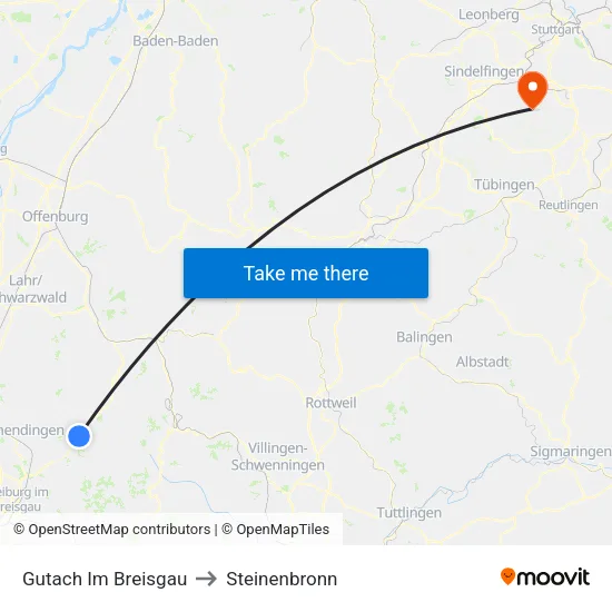 Gutach Im Breisgau to Steinenbronn map