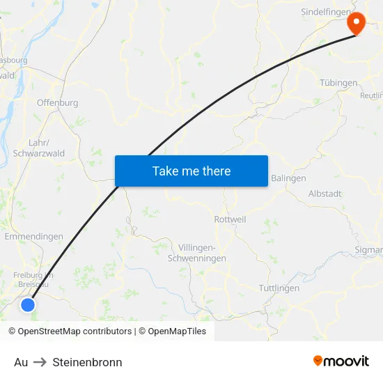 Au to Steinenbronn map