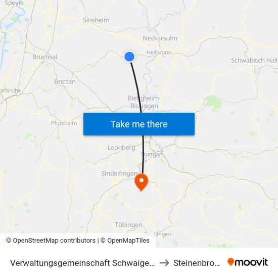 Verwaltungsgemeinschaft Schwaigern to Steinenbronn map