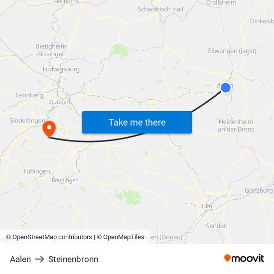 Aalen to Steinenbronn map