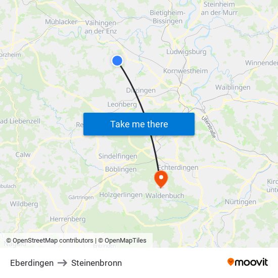 Eberdingen to Steinenbronn map