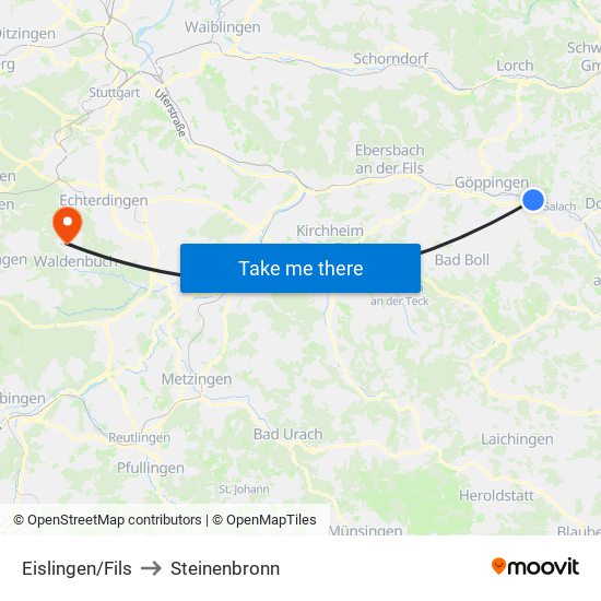 Eislingen/Fils to Steinenbronn map