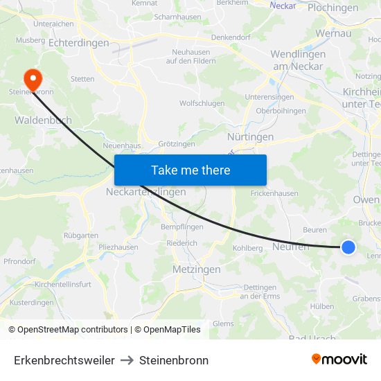 Erkenbrechtsweiler to Steinenbronn map