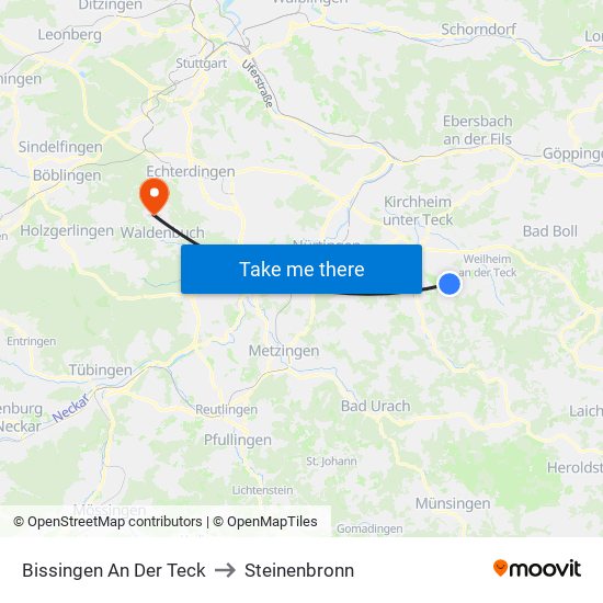 Bissingen An Der Teck to Steinenbronn map