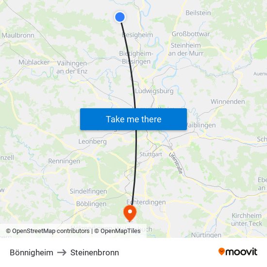 Bönnigheim to Steinenbronn map