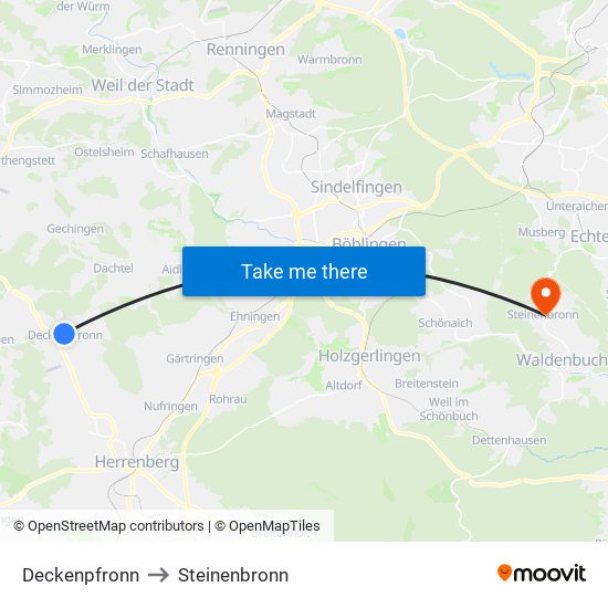 Deckenpfronn to Steinenbronn map