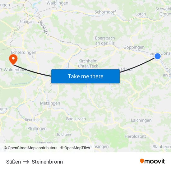 Süßen to Steinenbronn map