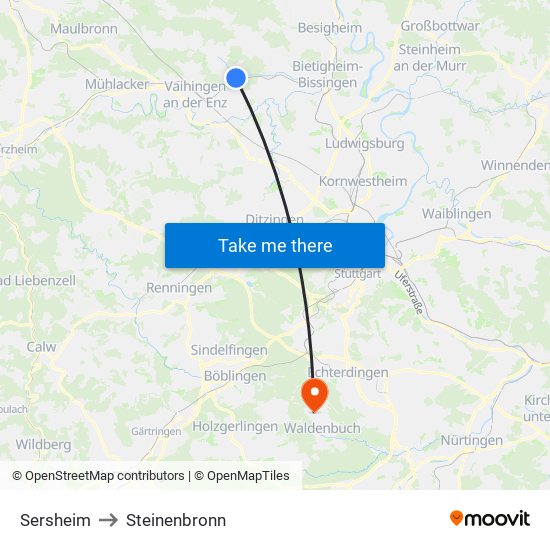 Sersheim to Steinenbronn map