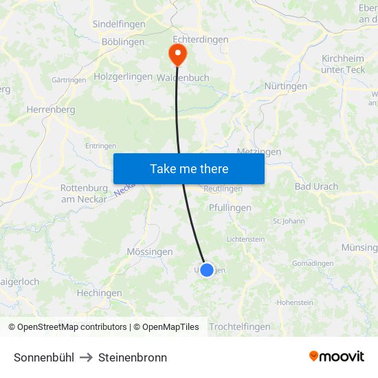 Sonnenbühl to Steinenbronn map